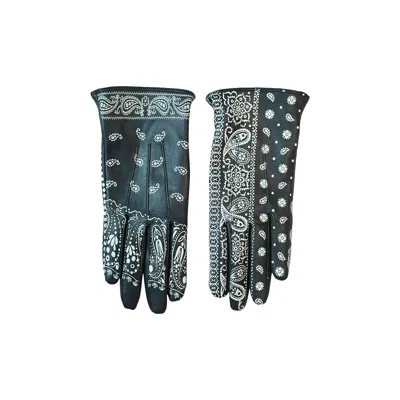 Pre-owned Kapital Leather Bandana Gloves 'navy' In Blue