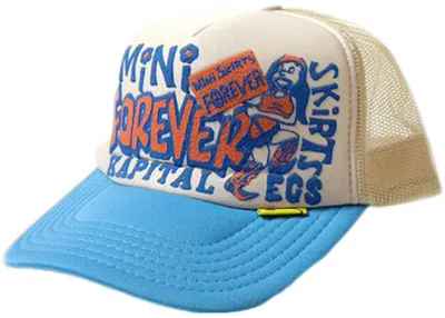 Pre-owned Kapital Legs Mini Skirts Forever Trucker Hat In Ecru/sax