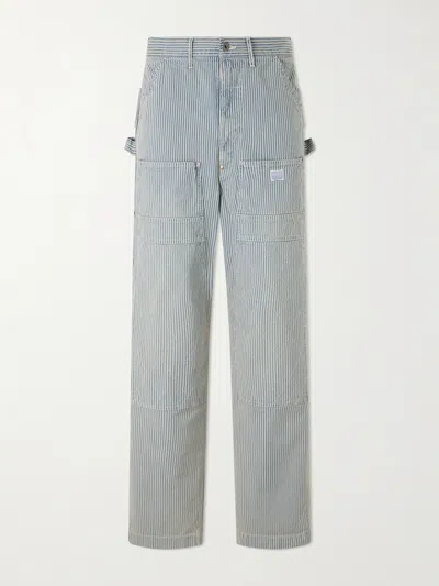 Kapital Liberty Hickoree Lumber Straight-leg Striped Cotton-canvas Trousers In Blue