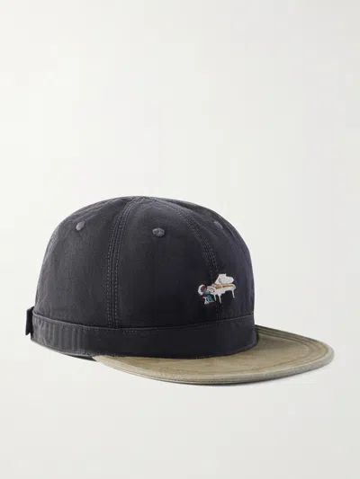 Kapital Life Scherzo Chino Brimfield Embroidered Cotton-twill Cap In Black
