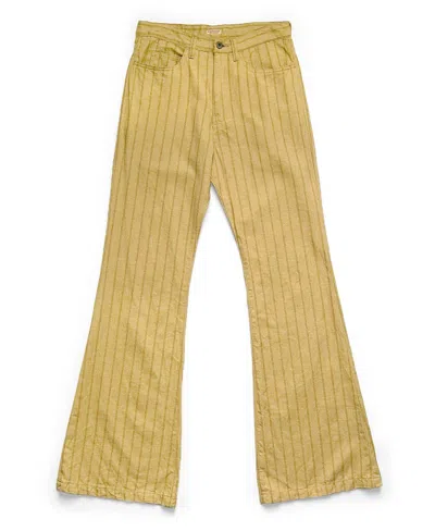 Pre-owned Kapital Linen Gibson Striped Flare Pants 36inch In Gold