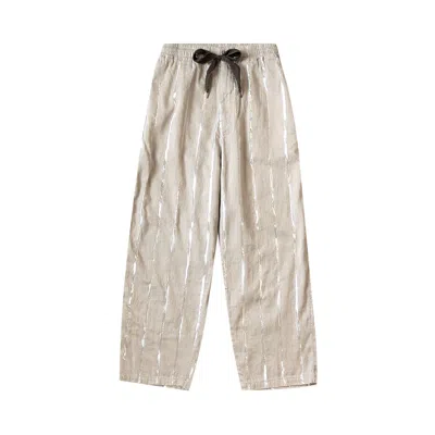 Pre-owned Kapital Linen Glitter Phillies Stripe Easy Pants 'ecru' | White | Men's Size 1