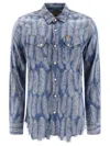 Kapital Magpie Distressed Denim-jacquard Western Shirt
