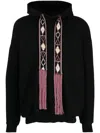 Kapital Maldives Jacquard-trimmed Cotton-blend Jersey Hoodie In Black