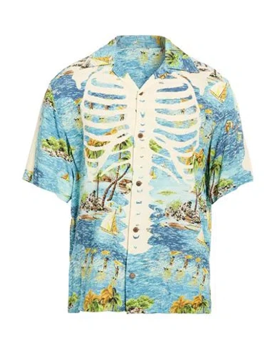Kapital Kamekameha Bone Graphic-print Shirt In Blue