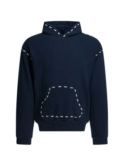 Kapital Marionette Printed Cotton-jersey Hoodie In Blue