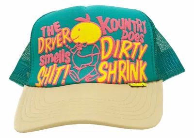 Pre-owned Kapital Men's  Kountry Dirty Shrink Trucker Cap In Turquoise/beige