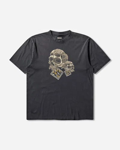 Kapital Men S 20/-jersey Crew T-shirt (peckish Rain Skull) In Black