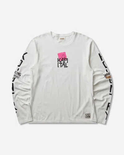 Kapital Men S 20/-jersey Crew Longsleeve T-shirt (peckish Kap) In White