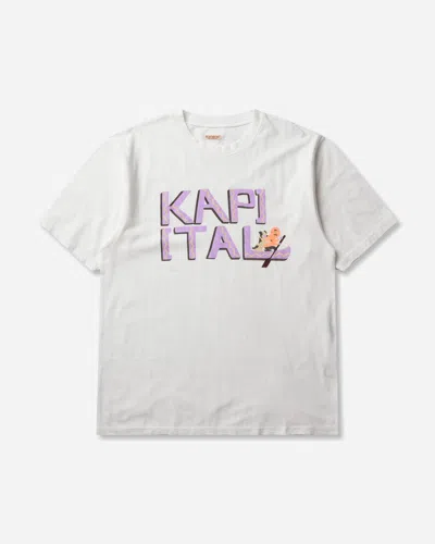 Kapital Men S 20/-jersey Crew T-shirt (canoe ) Purple In White
