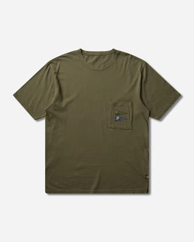 Kapital Men S 20/-jersey Pennant T-shirt (3flags) Khaki In Green