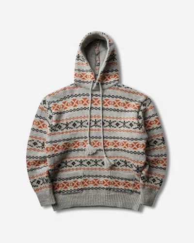 Kapital Men S 3g Wool Yellowknife Fair Isle Hoodie Sweater In Gray