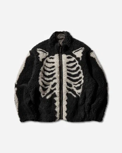 Kapital Bone Boa Reversible Printed Fleece And Nylon Jacket In Black