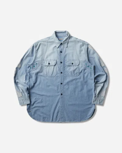 Kapital Men S Chambray 2tones Bone Patch Ventilator Workshirt Sax In Blue