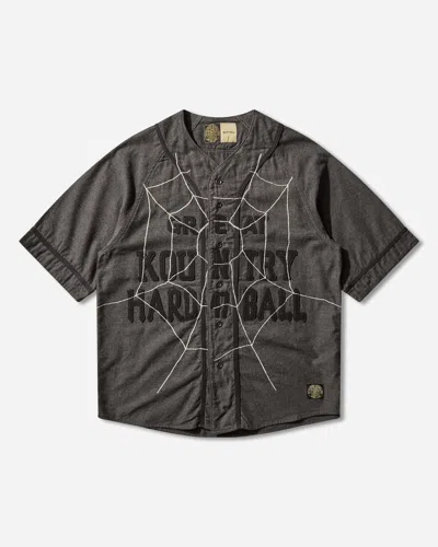 Kapital Men S Cotton Wool Great Kountry Baseball Shirt Dark Gray In Black