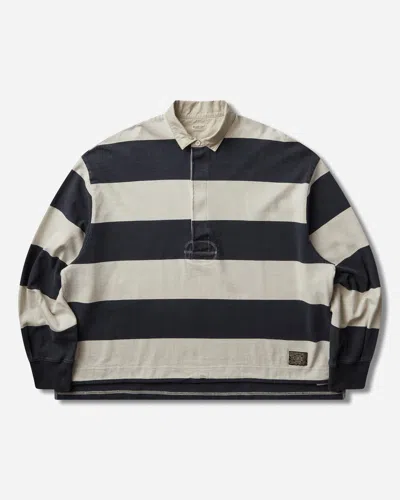 Kapital Men S Jail Stripe Jersey Big Rugger Shirt Black / Ecru In Multi
