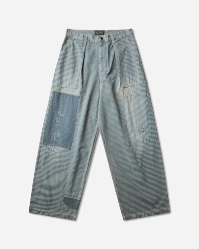 Kapital Men S Liberty Hickoree Fatigue Baggy Pants (rushfiled Remake) Hickory Stripes In Blue