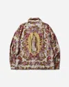 Kapital Men S Silk Rayon Champetre Maria Drizzle Open Collar Shirt Purple / Beige In Multi