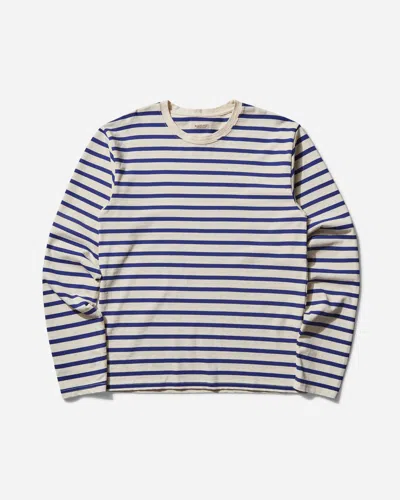 Kapital Men S Stripe Jersey Longsleeve T-shirt (profile Rainbowy Patch) Ecru / Blue In Multicolor