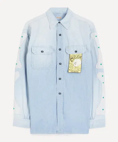 Kapital Mens Chambray Two-tone Bone Patch Ventilator Workshirt
