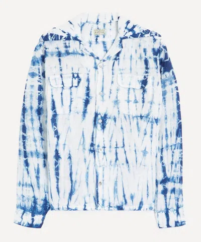 Kapital Mens French Linen Tokushima Shibori-dye Wrangle Shirt In Indigo