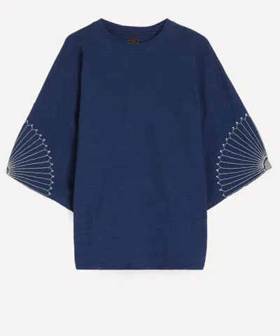 Kapital Mens Indigo Jersey Furokshiki Huge T-shirt