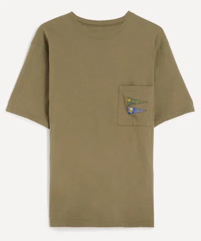 Kapital Mens Jersey Pennant 3 Flags T-shirt In Khaki