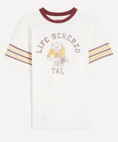 Kapital Mens Jersey Ringer College T-shirt In White