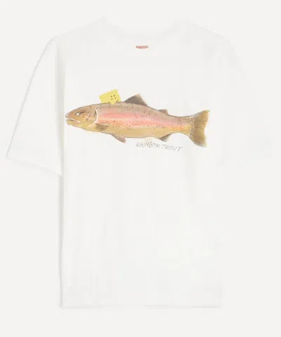 Kapital Mens Jersey Trout Peckish Rainbowy Crew T-shirt In White