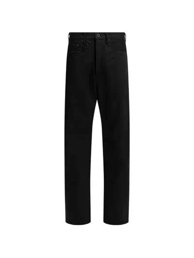 Kapital Monkey Th Logo-patch Straight-leg Jeans In Black