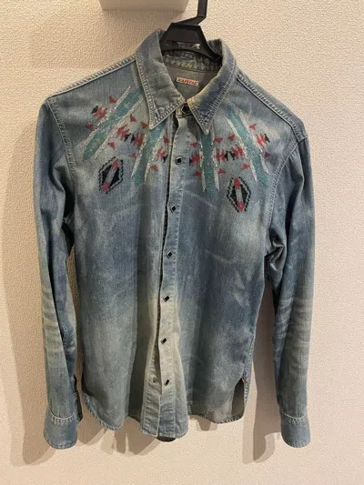 Pre-owned Kapital Native Embroidery Denim Shirt In Blue