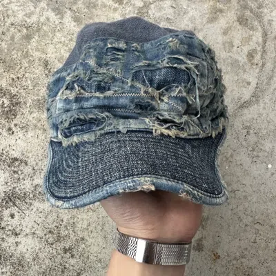 Pre-owned Kapital Old Man And The Sea Boro Patchwork Trashed Conductor Hat In Purple