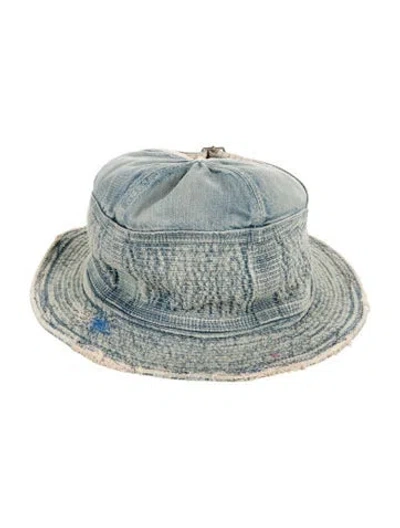 Pre-owned Kapital Old Man And The Sea Denim Bucket Hat One Size In Blue