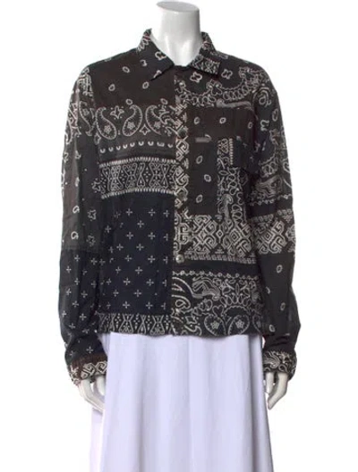 Pre-owned Kapital Paisley Patchwork Printed Button-up Top In Black