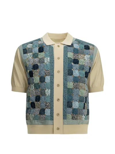Kapital Patchwork Polo Shirt In Blue