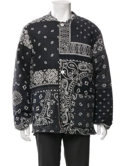 Pre-owned Kapital Patchwork Quilt Samue Paisley Print Jacket In Gray