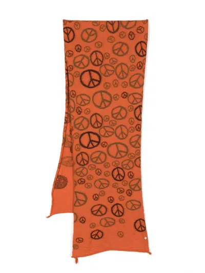 Kapital Peace Wool Scarf In Orange