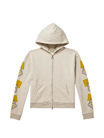 Kapital Printed Cotton-jersey Zip-up Hoodie In Neutrals