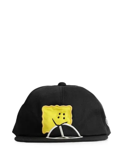 Kapital Peckish Peace Chino Baseball Cap In Black