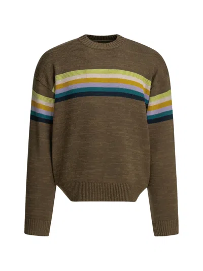 Kapital Peckish Rainbow Striped Cotton And Wool-blend Sweater In Brown