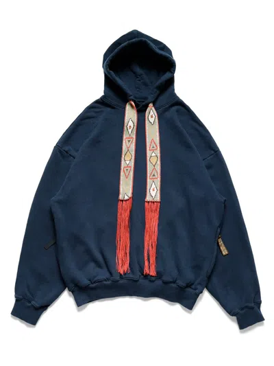 Pre-owned Kapital Pile Cotton Maldives Big Hoodie In Navy