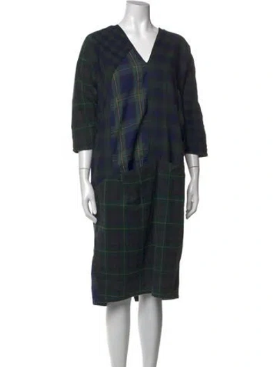 Pre-owned Kapital Plaid Knee-length Dress In Green