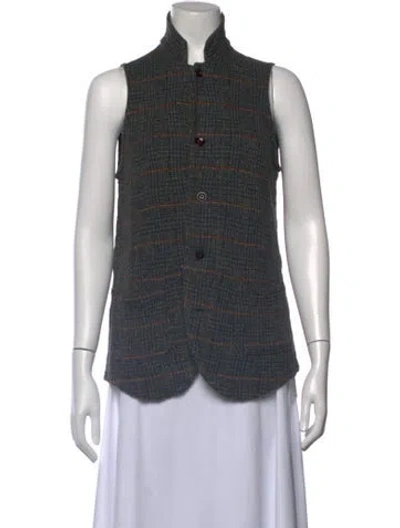 Pre-owned Kapital Plaid Print Sleeveless Top In Grey