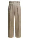 Kapital Pleated Cotton Straight-leg Trousers In Green