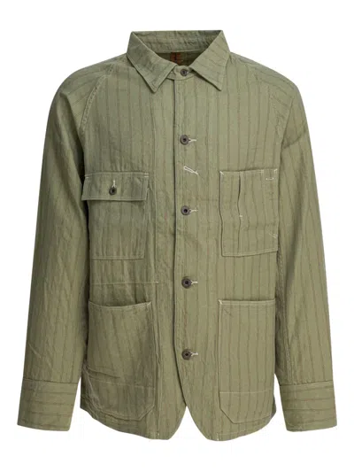Kapital Pockets Striped Jacket In Green