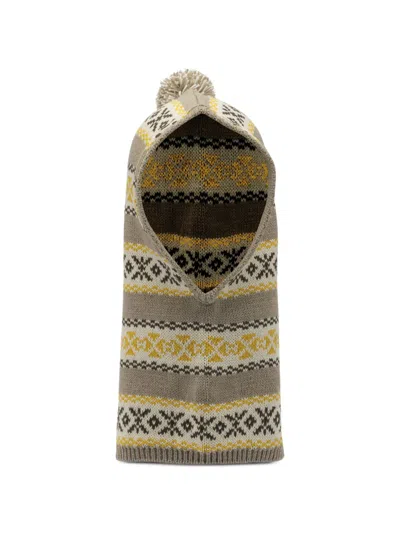 Kapital Pompom Striped Hat In Neutral