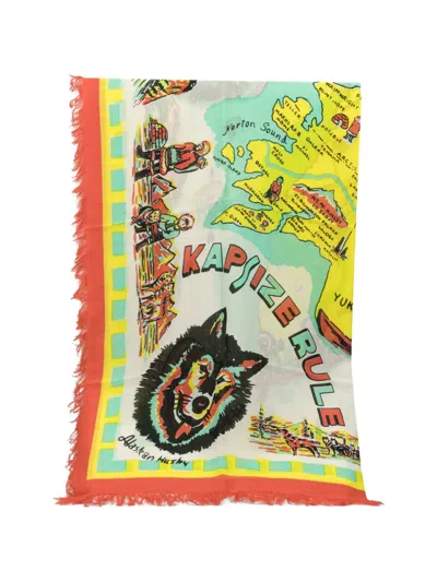 Kapital Print Frayed Scarf In Multi