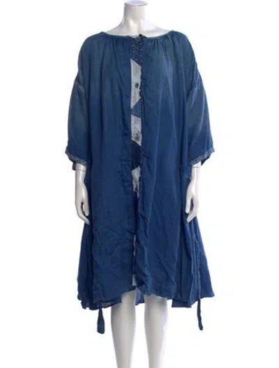 Pre-owned Kapital Printed Long Dress In Blue