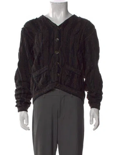 Pre-owned Kapital Printed V-neck Cardigan In Black