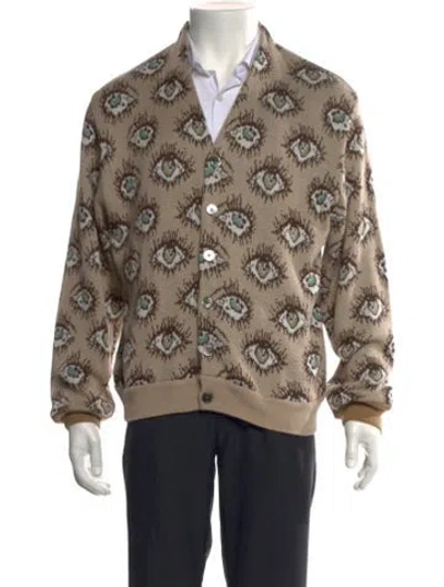Pre-owned Kapital Printed V-neck Cardigan In Neutral